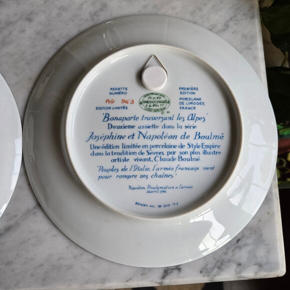 2 Vintage Green Porcelain Josephine & Napoleon French Limoges Collectors Plate - Picture 6 of 7